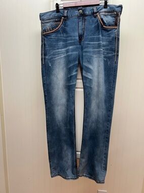 Affliction Faded Blue Straight Leg Jeans